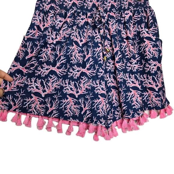 Simply Southern Naples Tassel Shorts Blue/Pink Size L/XL - Picture 6 of 9
